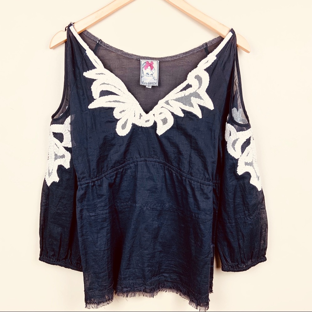 Yoana Baraschi | Embroidered Cold Shoulder Top